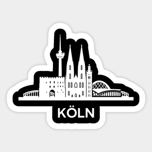 Köln Skyline, white Sticker